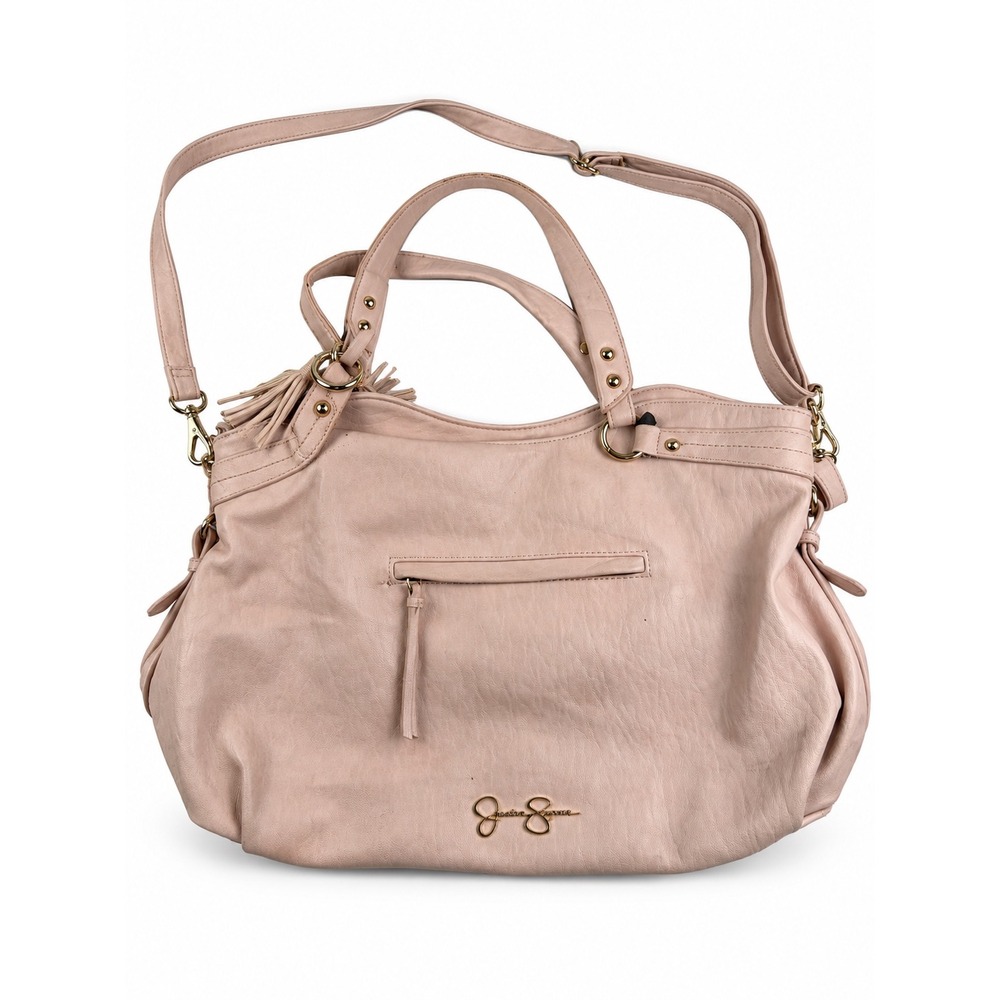 Jessica Simpson Vintage Y2K Blush Pink Leather Hobo Crossbody Bag Purse